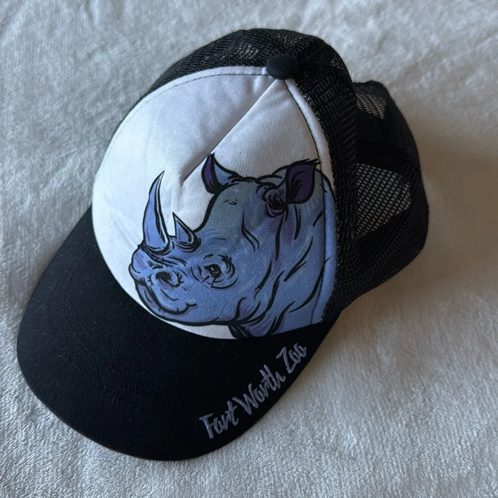 Black and white rhino Fort Worth zoo kids cap